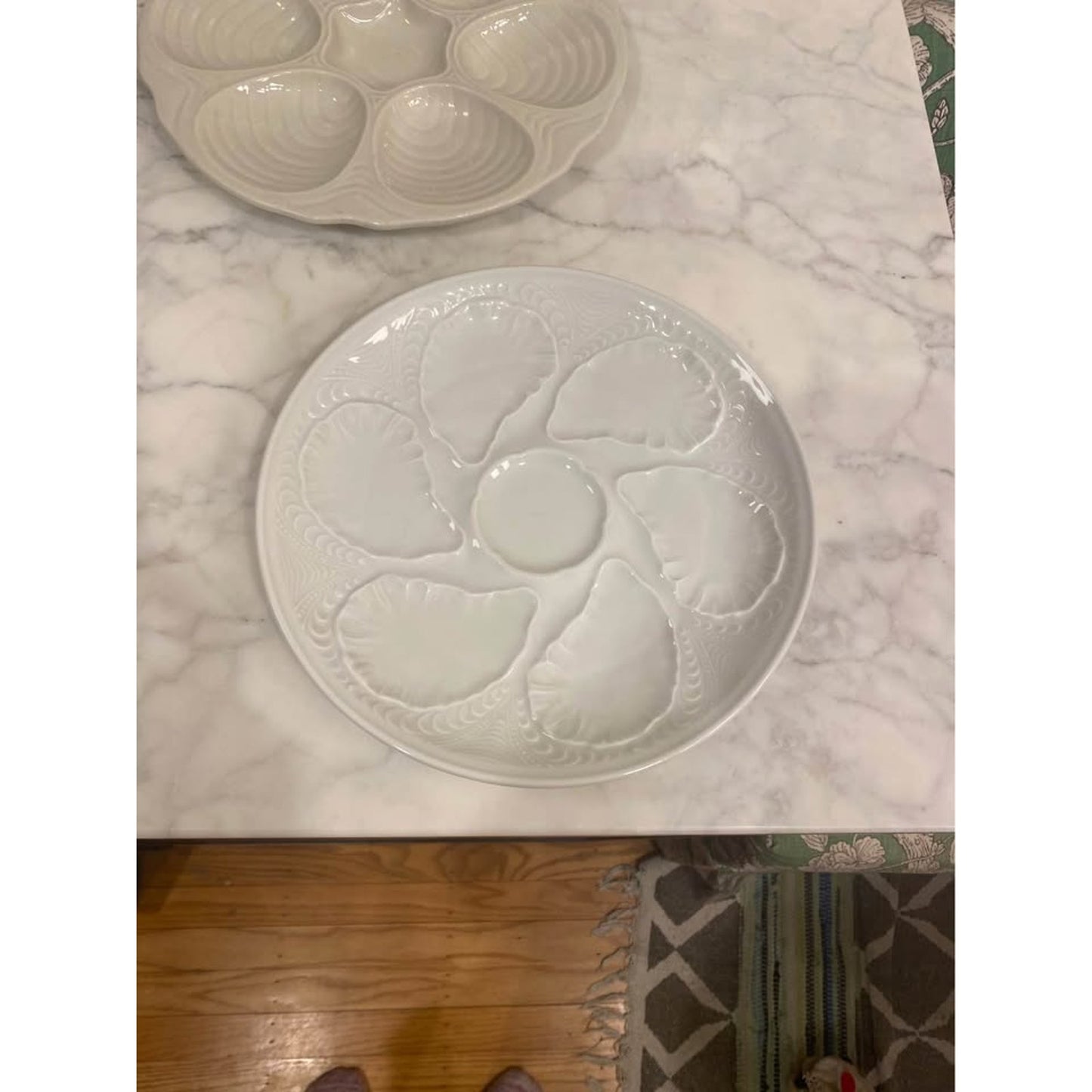 Tharaud Limoges White Ceramic Oyster Plate 10 inch