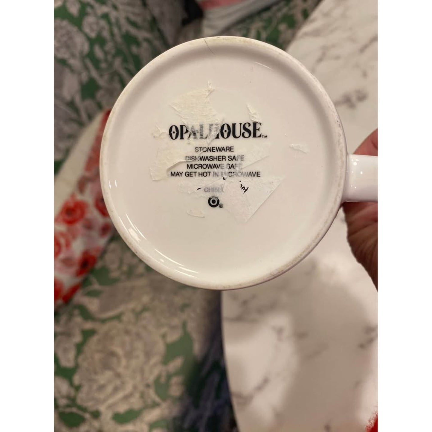 OPALHOUSE Floral "L" 16 oz. JUMBO Coffee Tea Mug Cup 3.75" Tall x 4" Across