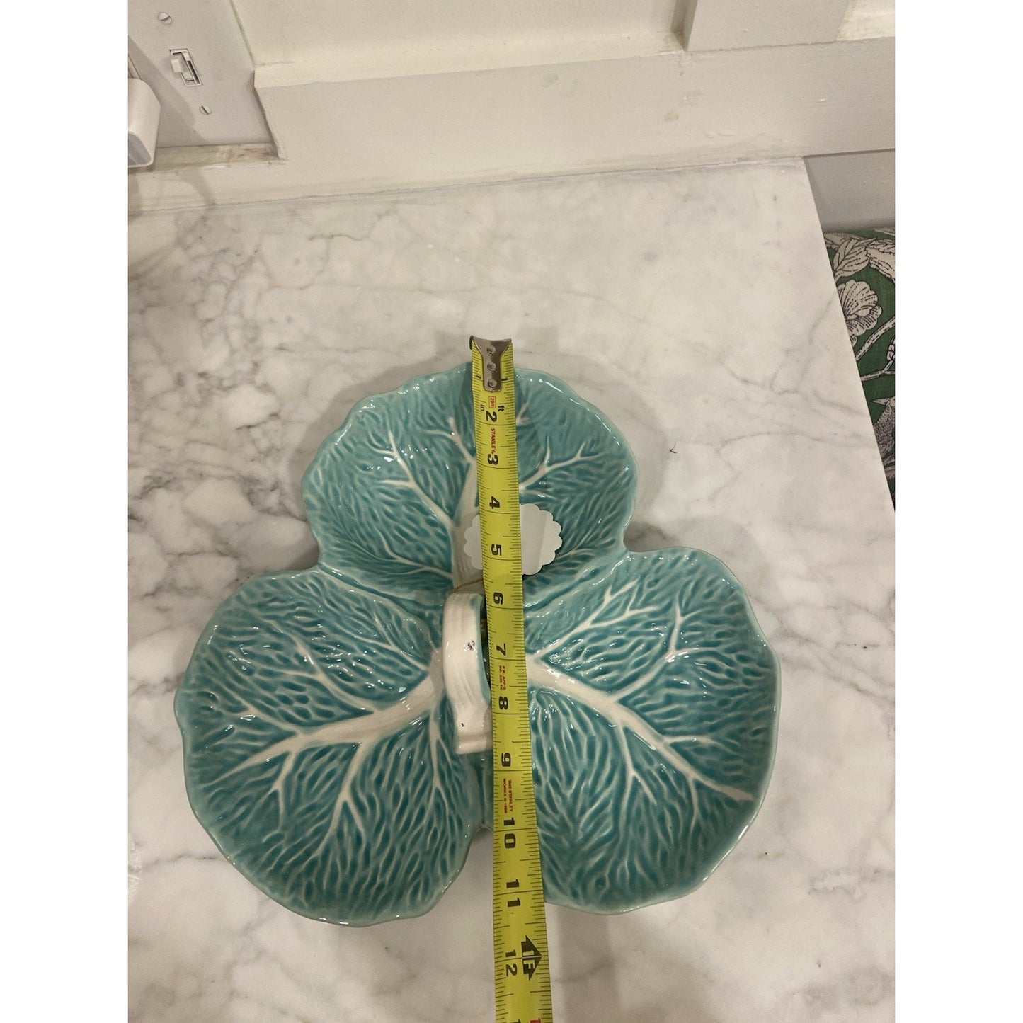 Maxcera Green Cabbage Leaf Three Part Handled Serving Dish