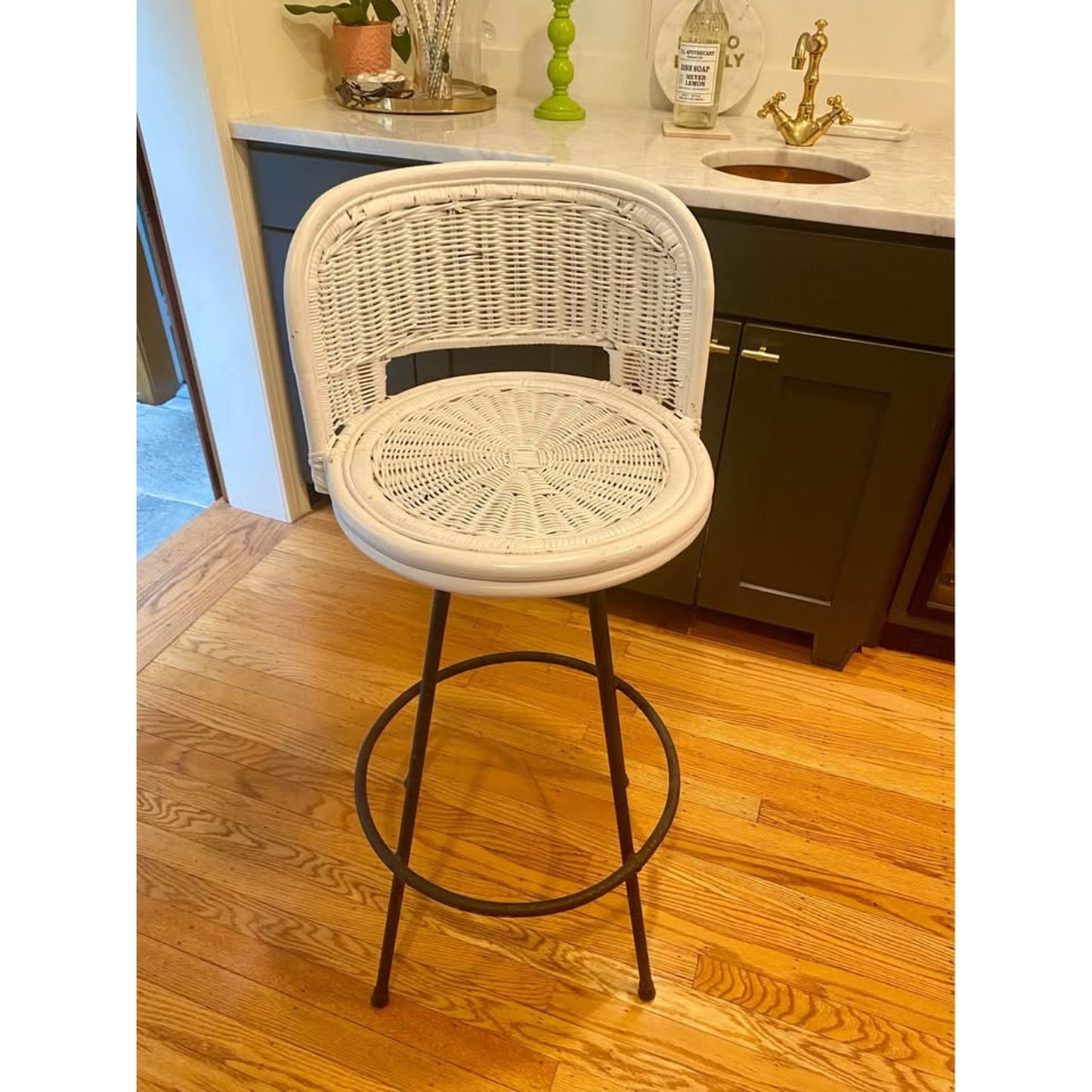Vintage Rattan Wicker Bar Stool