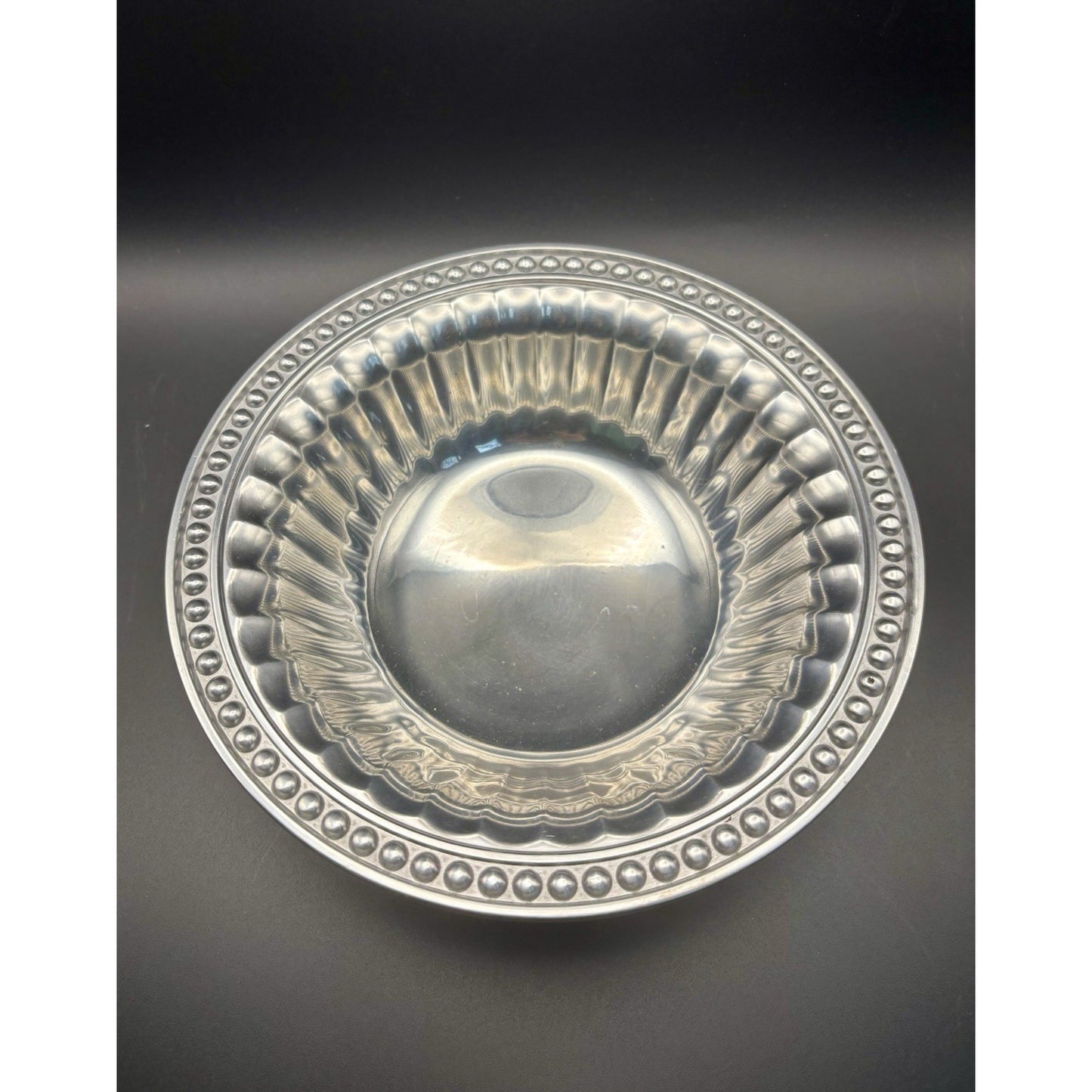 WILTON ARMETALE Pewter FLUTES And PEARLS Large Bowl