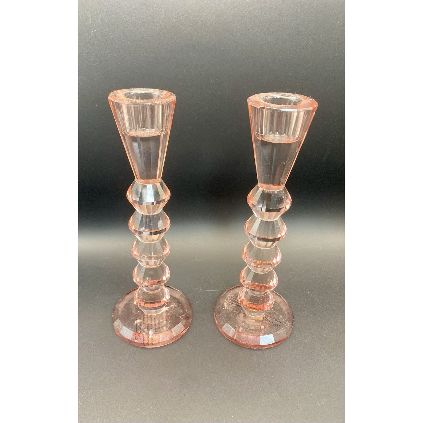 Pink Crystal Candlestick Set (2)